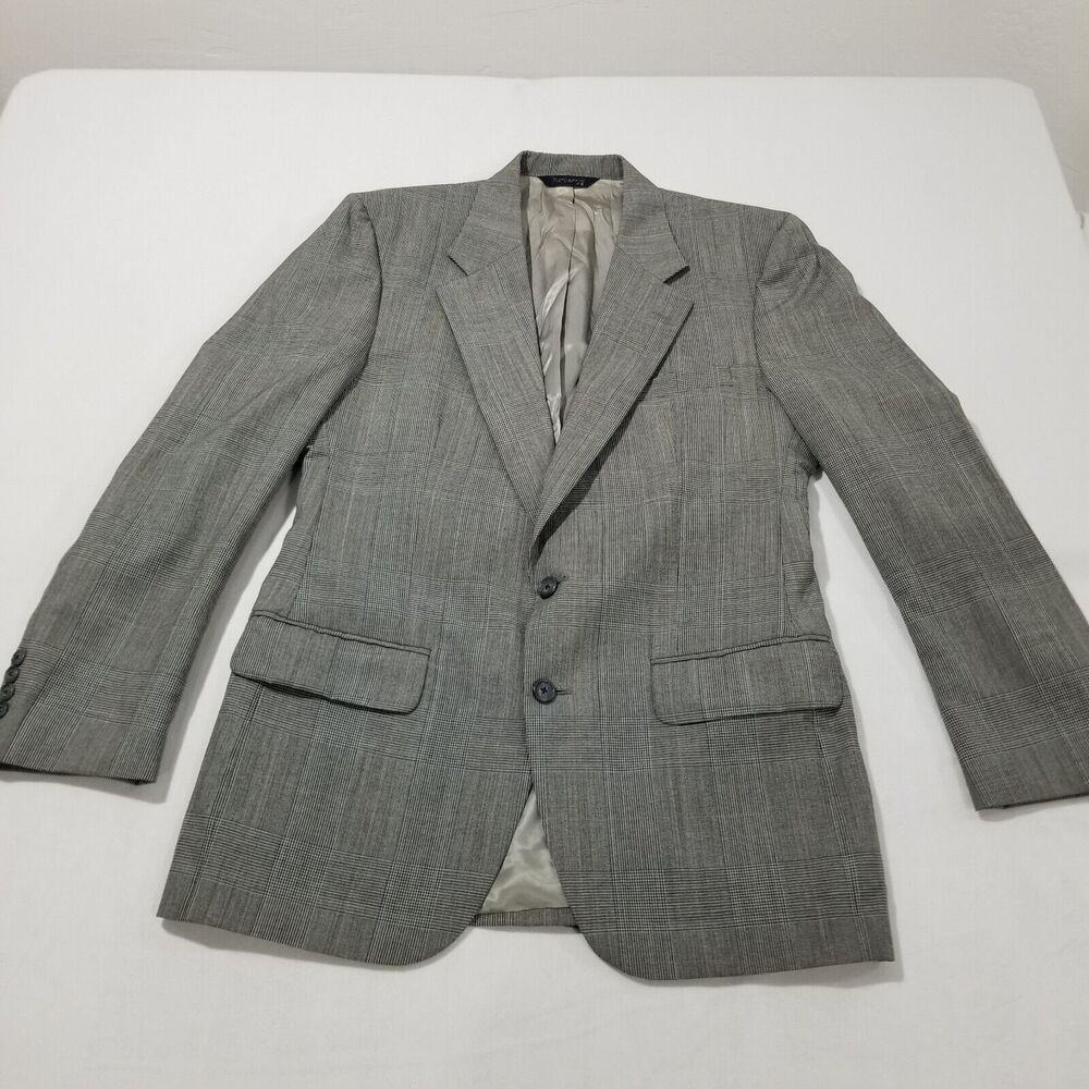 Vintage 80s Burberrys' Glen Plaid Check Blazer Wool Sport Coat Jacket Size 40R